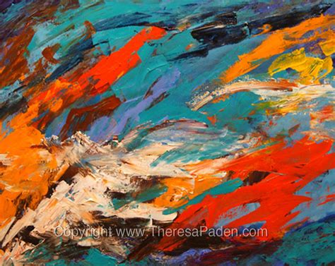 Textured Abstract Original Painting In Bright Colors By Theresa Paden