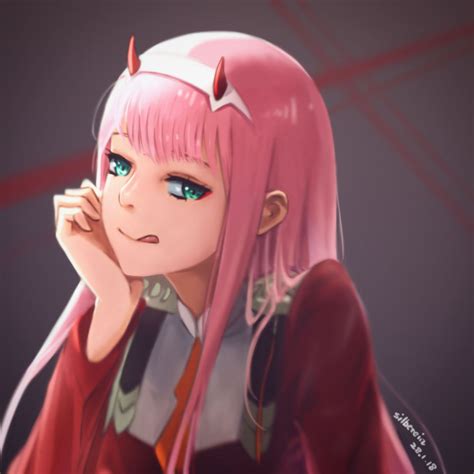 Обои на рабочий стол Zero Two Зеро Ту из аниме Darling In The Franxx