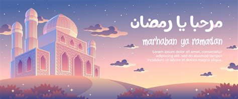 Sunset In The Evening Of Marhaban Ya Ramadan Greeting Card Ramadan