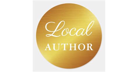 Local Author Writer Book Promo Gold W Classic Round Sticker Zazzle