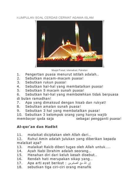 Sukses di babak penyisihan lcc kepemiluan, kpu dompu kembali gelar babak semi final dan grand final. Kumpulan Soal Cerdas Cermat Agama Islam