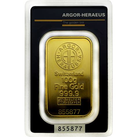 100g Argor Heraeus Sa Švajčiarsko Investičná Zlatá Tehlička Zlaťáky