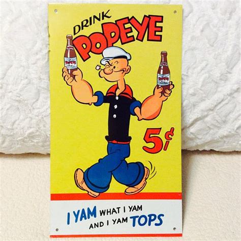 Rare Vintage Popeye Sign Tin Metal Drink I Yam Tops Etsy Metal Tins Vintage Advertising