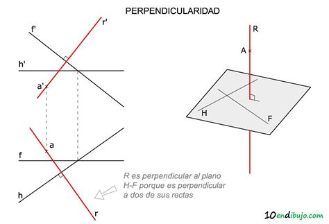 Perpendicularidad en Diédrico Directo entre rectas y planos – 10 en dibujo