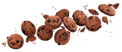 Premium Photo Falling Broken Chocolate Chip Cookies Isolated On White