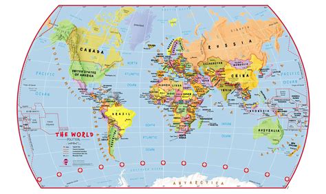 Medium Primary World Wall Map Political Laminated