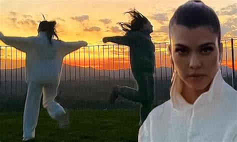 Kourtney Kardashian Goes Skipping At Sunset In A Cozy Skims Zip Up
