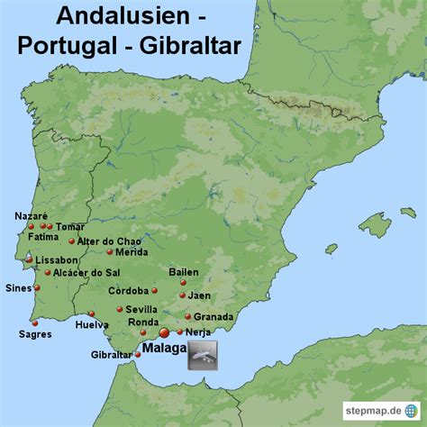.karten von portugal mit straßenkarte und sehenswürdigkeiten touristische karte regionen. StepMap - ROTEL - Andalusien - Portugal - Algarve ...