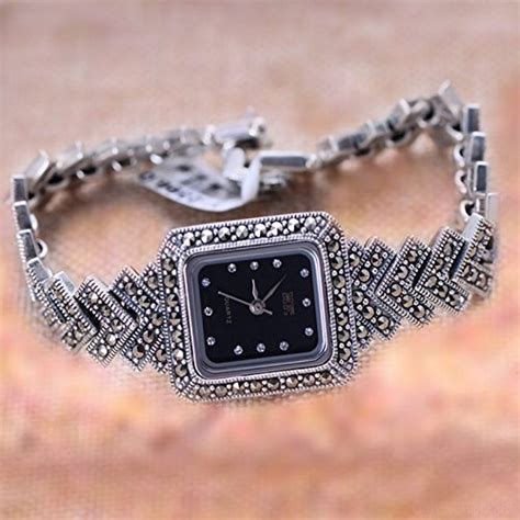 Sterling Silver Wristwatch Silver Bracelet With Marcasite Luxury