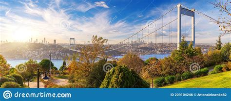 The Second Bosphorus Bridge Or Fatih Sultan Mehmet Bridge Istanbul