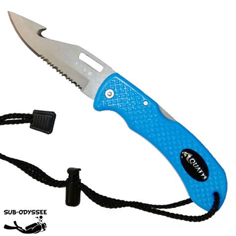 Couteau De Plongée Pliant Bleu Lame Titanium Pocket Knife Aquatys