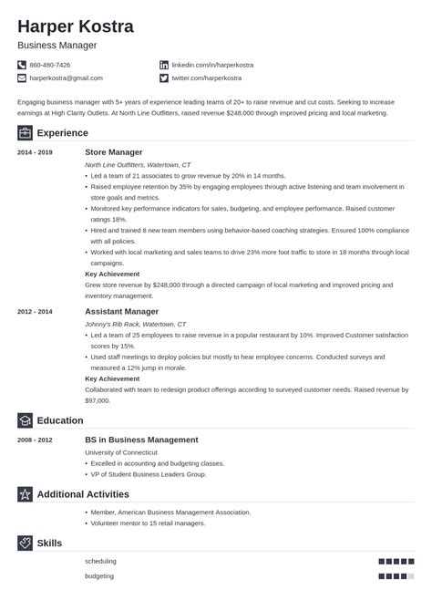 Business Manager Resume Example And Guide