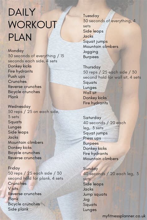 Daily Workout Plan Daily Workout Schedule Workout Routines For