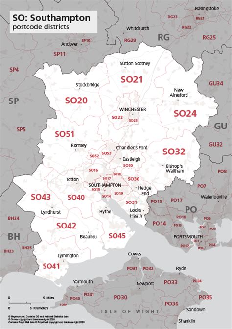 Map Of So Postcode Districts Southampton Maproom