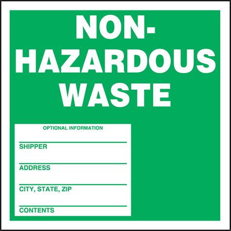 Non Hazardous Waste Safety Label Mhzw