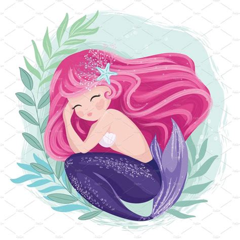 Cute Mermaid Vecto Mermaid Print Cute Mermaid Mermaid Drawings