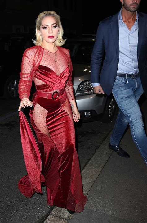 Lady Gaga Chooses Daring Sheer Red Dress In Milan [PHOTOS] | The Daily ...