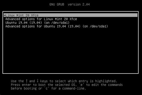 Grub Boot Menu — Linux Mint User Guide Documentation