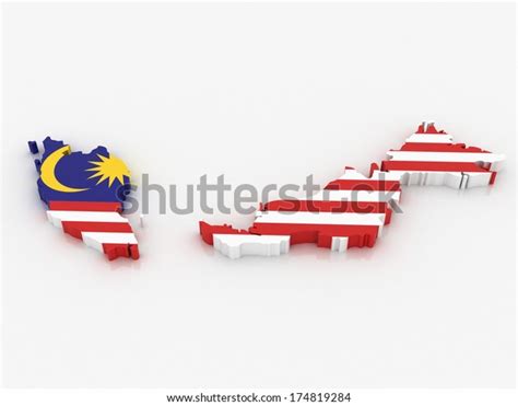 3d Rendering Malaysia Map Flag On Stock Illustration 174819284