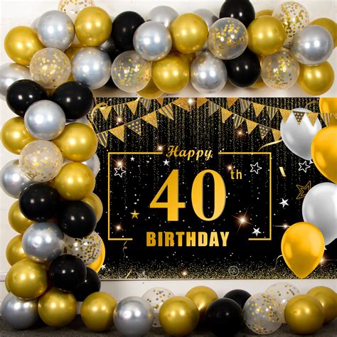 Buy 40th Birthday Decorations For Men Women Black And Gold Happy 40th