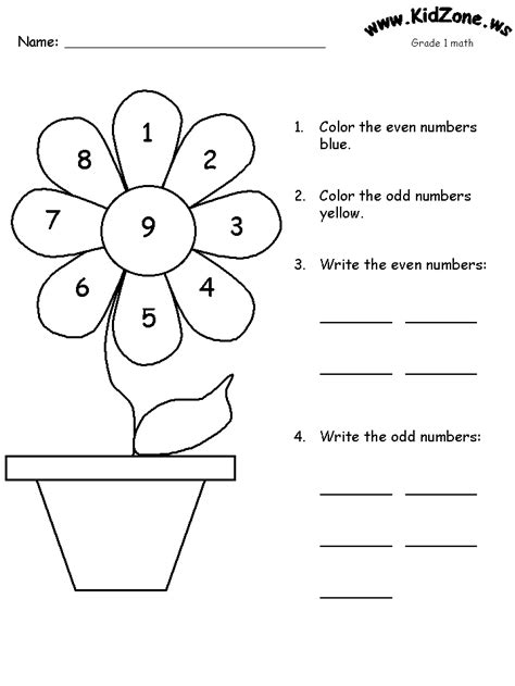 Odd And Even Math Activity Pages Math Coloring Worksheets 1st Grade