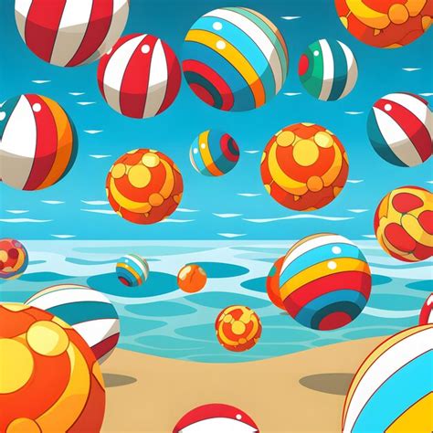 Premium Ai Image Cartoon Beach Balls