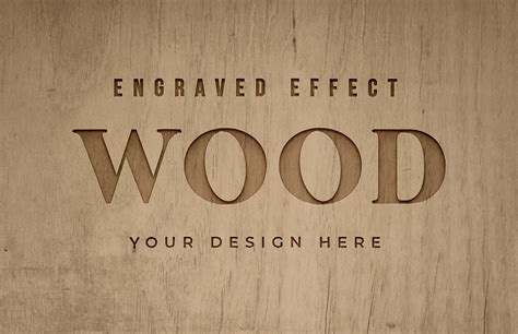 Engraved Wood Text Mockups — Medialoot