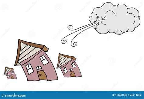 Cloud Blowing Wind Drawing Cartoon Vector Illustration Cartoondealer
