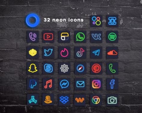Neon Ios 14 Icons App Icons Iphone Ios 14 32 Aesthetic Etsy App