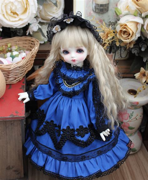 Blue Bjd Dress Full Set Bjd Doll Clothes Sd Dress And Headdress Etsy