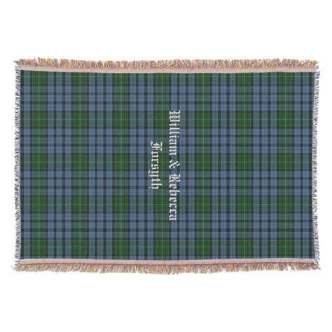 Clan Forsyth Tartan Plaid Custom Throw Blanket Custom