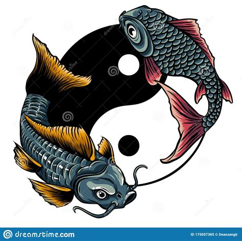 Yin Yang Koi Fish Vector Illustration Art Stock Vector