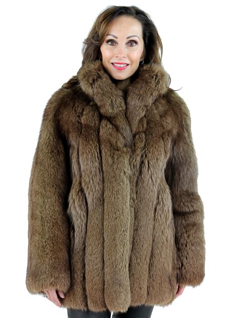 Fox Fur Jacket Womens Small Brown Estate Furs
