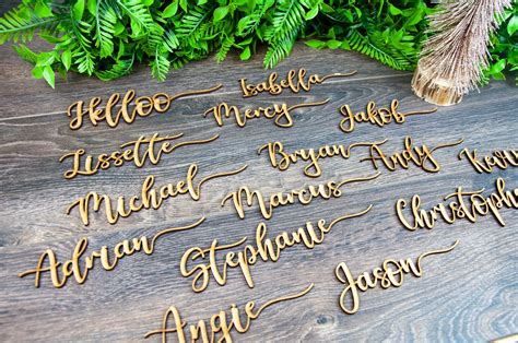 Wooden Laser Cut Names Wedding Place Cards Name Place Settings Etsy