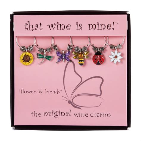 Wt 1611p Flowers And Friends Wine Charms Painted