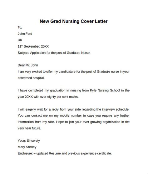 Get New Grad Cover Letter Examples For Nurses Full Gover