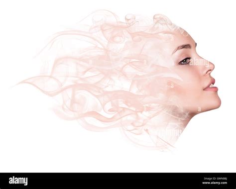 Double Exposure Portrait Of Woman And Smoke Stock Photo Alamy