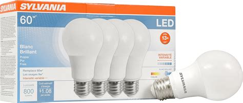 Sylvania Home Lighting 78038 Led Light Bulb A19 Lamp 4 Pack 9 W