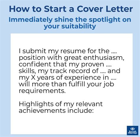 You can grab the reader's attention by starting. Cover Letter Intro - best examples of how to start a cover ...