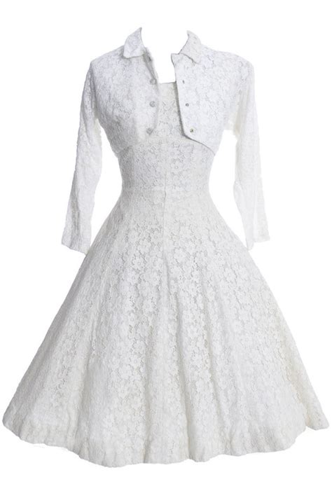 Lorrie Deb 1950s Vintage Dress White Lace Modern Wedding With Bolero