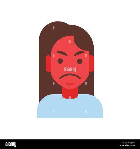 Profile Icon Female Emotion Avatar Woman Cartoon Portrait Angry Red