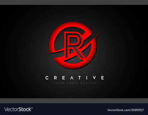 Letter R Logo With A Red Circle Swoosh Design Vector Image