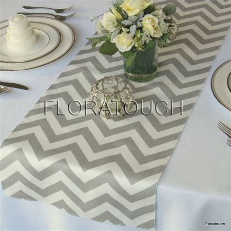 Gray And White Chevron Zigzag Wedding Table Runner Bridal Shower Tables