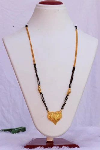 Black And Golden Hr 340 Heart Shaped Pendant Mangalsutra Size 30 Inch