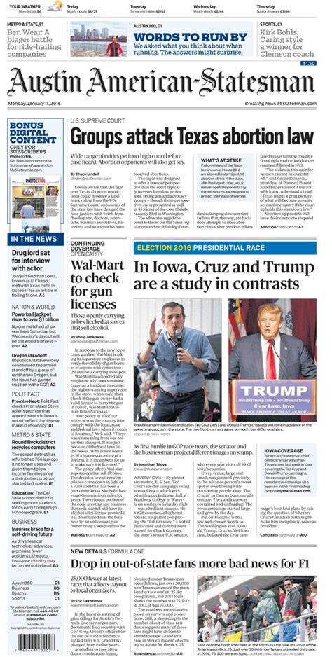 Austin American Statesman Subscribers Get Todays News First With Our E
