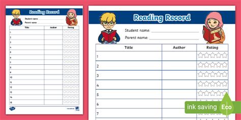 Reading Record Pdf Primary Resources Teacher Made
