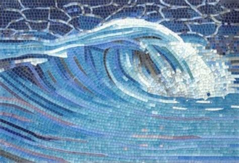 Blue Ocean Wave Mosaic Art Marine Lifeandnautical Mozaico