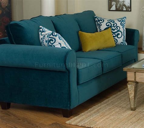 Casual Fabric Living Room Blue Sofa And Golden Green Chair Set