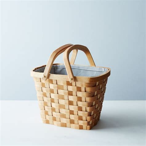 Wood Market Basket With Liner Market Baskets Basket Produce Baskets