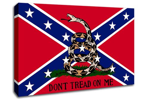 While many today use the dont tread on me flag as both a tribute to american resilience and an expression of their own desire to remain free and the flag standing alone is typically not viewed as racist. Dont Tread On Me Confederate World Flags Canvas Stretched Canvas
